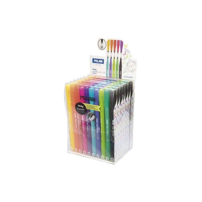 Rotulador Milan Sway Fineliner 0.4 Mm Expositor De 7 Estuches (10 Rotul X Estuche)