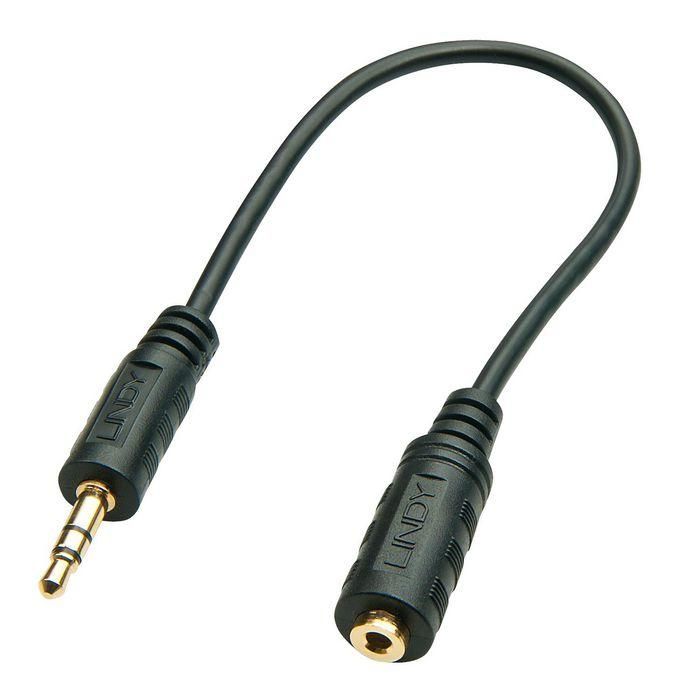 Lindy Adaptador de Audio Compacto y Flexible TRS 3.5mm Macho a 2.5mm Hembra para Auriculares, Smartphones y Tablets