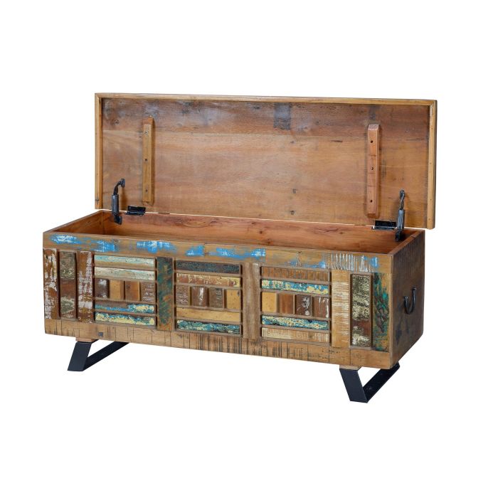 Giner Y Colomer Baúl Exclusivo de Madera Reciclada Multicolor con Pies Metálicos 2