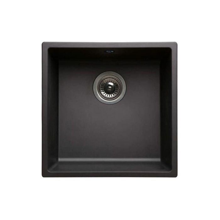 NORD INOX Fregadero de cocina empotrado 1 recipiente + 1 desagüe de cesta sin escurridor - Resina - 40 x 40 x 20 cm - Negro