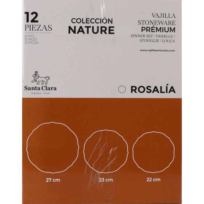 Vajilla Santa Clara Villaboa 12Pcs - Stoneware vitrificado, resistente para lavavajillas y microondas (2 Unidades) 5 Vajilla Santa Clara Villaboa 12Pcs - Stoneware vitrificado, resistente para lavavajillas y microondas (2 Unidades) 5