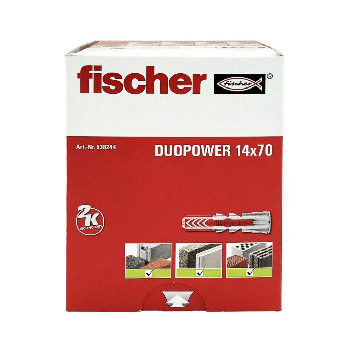 Tacos Fischer DuoPower 538244 Ø 14 x 70 mm Nailon (20 Unidades) 1 Tacos Fischer DuoPower 538244 Ø 14 x 70 mm Nailon (20 Unidades) 1
