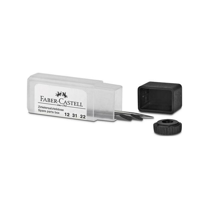 Faber Castell Caja de Piezas de Recambio para Compás - Incluye Minas, Tornillo y Punta