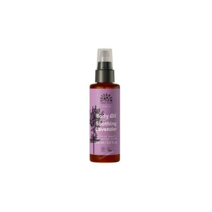 URTEKRAM Aceite Corporal Soothing Lavender 100ml. Nutritivo, con Q10 y aceites de Almendras/Jojoba. Eco Vegan y Cosmos Organic