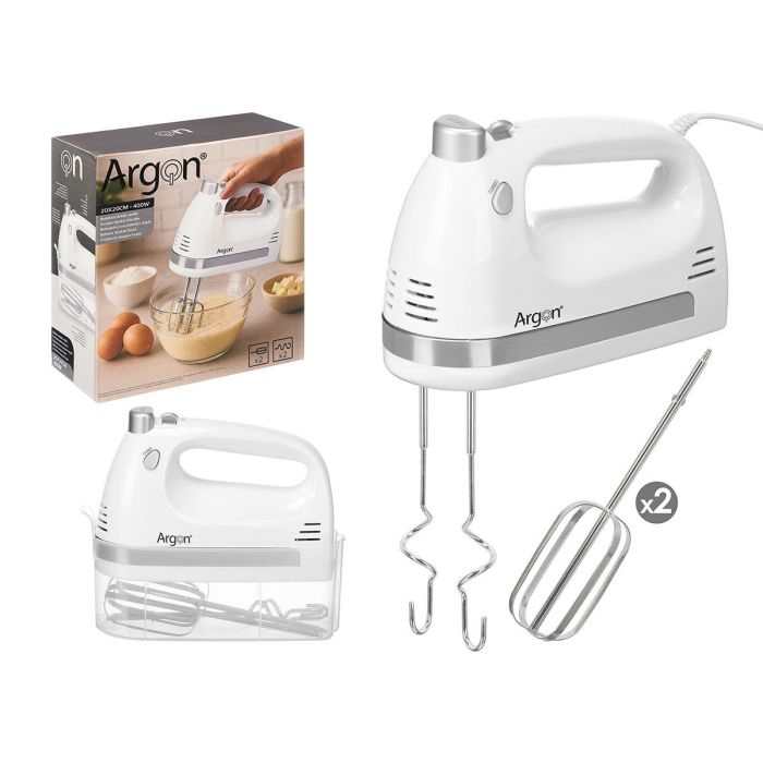 Batidora Doble Varilla 400W Blanco Argon (Set de 6) 0 Batidora Doble Varilla 400W Blanco Argon (Set de 6) 0