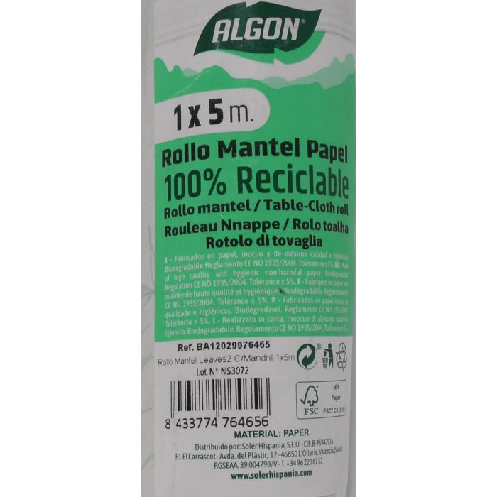 Mantel Leaves2 con Mandril 1x5m - Algon (16 Unidades) 5 Mantel Leaves2 con Mandril 1x5m - Algon (16 Unidades) 5