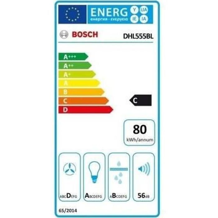 BOSCH DHL555BL Unidad de filtro 650 m3 / H - 50 cm - Clase C 79.8 kWh / año - Drenaje o reciclaje con filtro de carbón DH - Metal 2