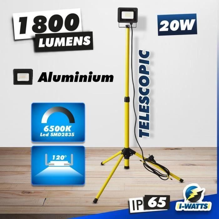 I-Watts I-SP1T-201800 Foco LED con Trípode 20W 1800 Lúmenes Altura Máx. 132cm 3