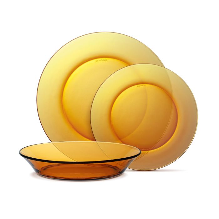 Duralex Lys Vajilla Ámbar 12 piezas (4 Llanos 23.5 cm, 4 Hondos 19.5 cm, 4 Postre 19 cm) (2 Unidades) 2
