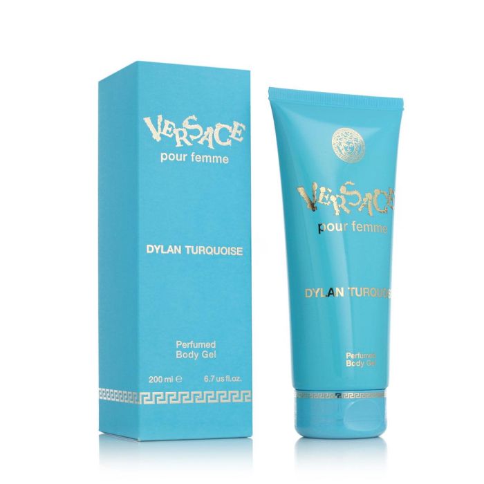 Versace Dylan Turquoise Gel Corporal para Mujer 200 ml - Fragancia Floral Amaderada Fresca con Mandarina y Limón