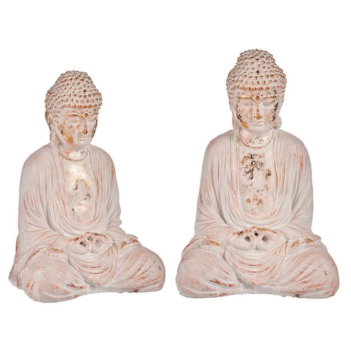Buda Poliresina Manos Cruzadas Blanco y Oro Ibergarden 22.5x40.5x27 cm (2 Unidades) Buda Poliresina Manos Cruzadas Blanco y Oro Ibergarden 22.5x40.5x27 cm (2 Unidades)