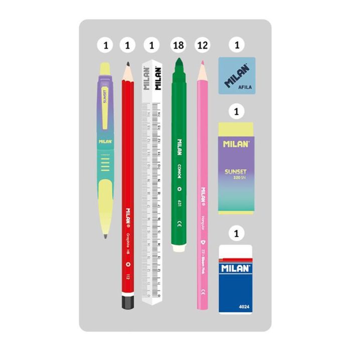 Milan Plumier 2 pisos Sunset Negro y Verde con contenido, 19.5x13x5cm 3 Milan Plumier 2 pisos Sunset Negro y Verde con contenido, 19.5x13x5cm 3