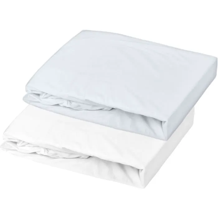 P'tit Dodo Juego de 2 Sábanas Bajeras Jersey 70 x 140 cm Blanco / Azul Claro 0 P'tit Dodo Juego de 2 Sábanas Bajeras Jersey 70 x 140 cm Blanco / Azul Claro 0