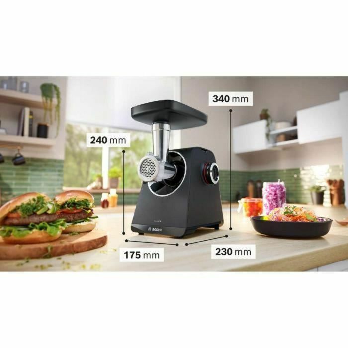 Bosch MFWS430B Picadora de Carne Serie 4, 3 Rejillas de Trituración, Marcha Atrás, Negra 5 Bosch MFWS430B Picadora de Carne Serie 4, 3 Rejillas de Trituración, Marcha Atrás, Negra 5