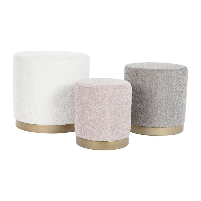 Reposapies DKD Home Decor Blanco Marron 48 x 45 x 48 cm Set de 3 1