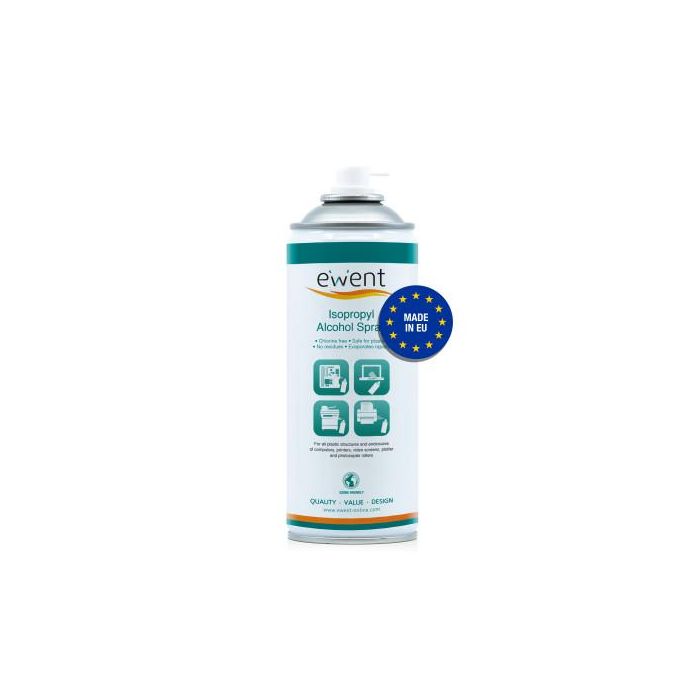 Ewent EW5611 Kit Limpieza Universal Spray Alcohol Isopropílico 400ml para PC, Pantallas, Plásticos. Sin Residuos, Evaporación Rápida 6
