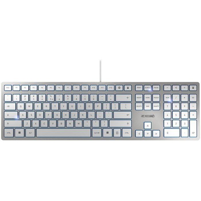 Cherry KC 6000 Slim Teclado Cableado Delgado Plata/Blanco con Layout EU