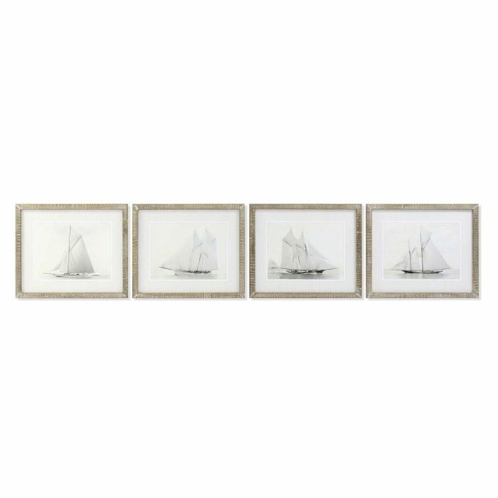 Cuadro Atlantico DKD Home Decor Blanco Natural 2 x 50 x 60 cm (4 Unidades)