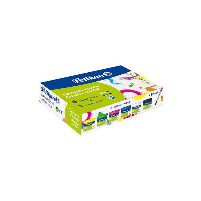 Tempera Pelikan 40 Ml (Bote) 742/40S Estuche De 6 + Pincel (24005197)