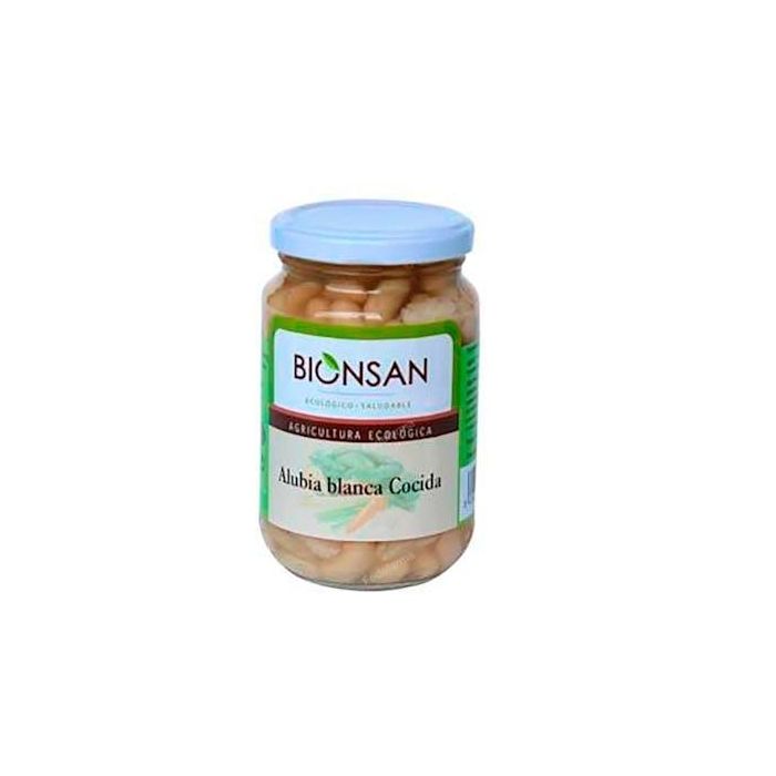 BIONSAN Alubias Blancas Cocidas Ecológicas 220g - Ricas en Fibra y Proteína Vegetal, Apto Veganos