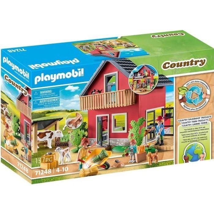 Playmobil Casa de Campo Amueblada Country, con Zona de Estar y Dormir, Carretilla y Vaca, para Niños +4 Años, Plástico Playmobil Casa de Campo Amueblada Country, con Zona de Estar y Dormir, Carretilla y Vaca, para Niños +4 Años, Plástico