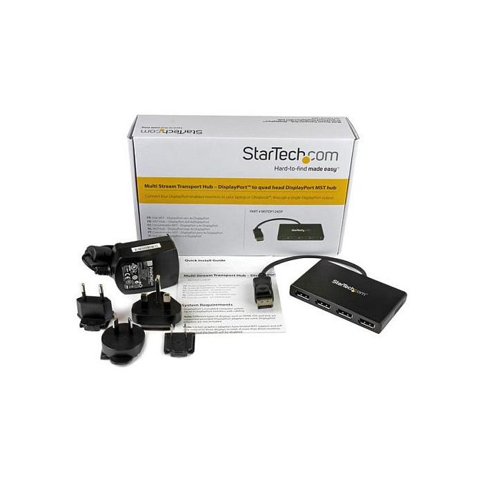 StarTech MST HUB - Adaptador de 4 Puertos DisplayPort 1.2, 4x DisplayPort 1080p, Windows, Negro