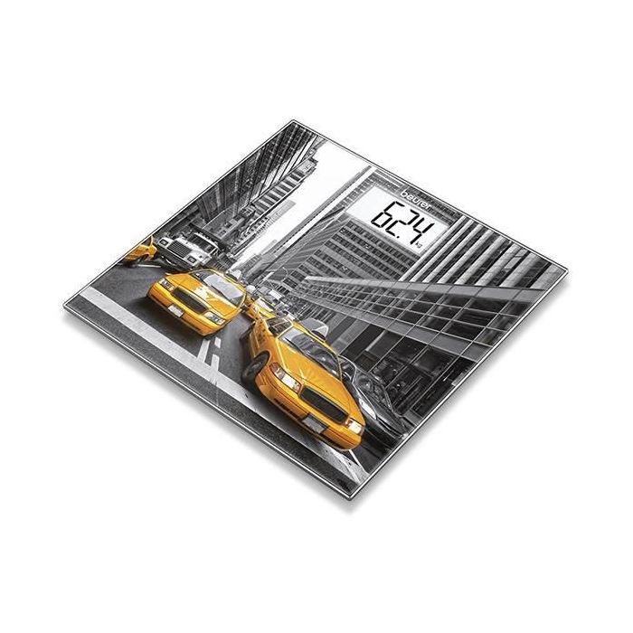 Beurer GS-203 NEW YORK Báscula Digital de Vidrio para Baño, Pantalla Retroiluminada, Plataforma Extra Plana 1.9 cm, Diseño Estampado Nueva York Beurer GS-203 NEW YORK Báscula Digital de Vidrio para Baño, Pantalla Retroiluminada, Plataforma Extra Plana 1.9 cm, Diseño Estampado Nueva York