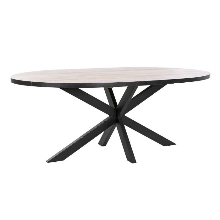 DKD Home Decor Mesa Comedor Loft Desmontable Metal Madera Mango Natural Negro 100x200x76 cm