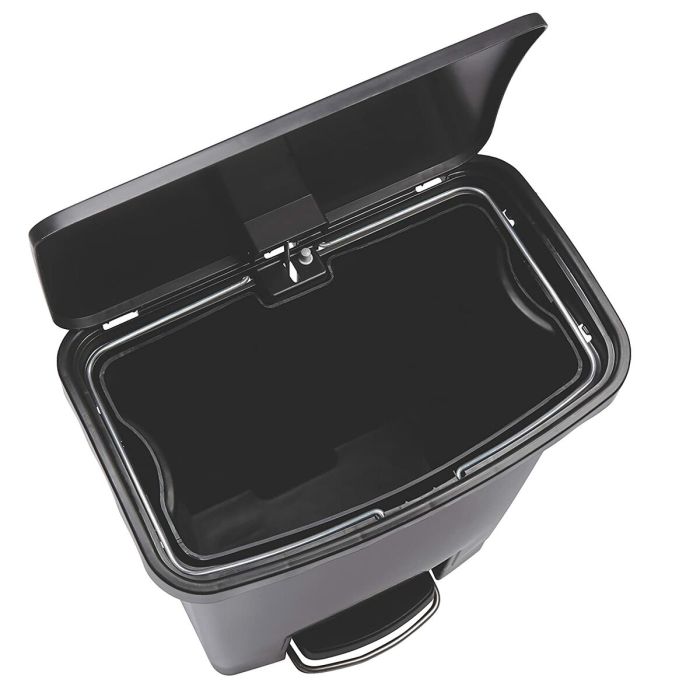 Cubo para la Basura Rubbermaid TAPA BASCULANTE Blanco Negro Plástico 25 L 2 Cubo para la Basura Rubbermaid TAPA BASCULANTE Blanco Negro Plástico 25 L 2