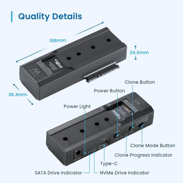 Ewent EW7065 Carcasa Externa USB 3.2 Gen 2 para Disco Duro/SSD 2.5/3.5" M.2 Negro - 10 Gbit/s con UASP 3 Ewent EW7065 Carcasa Externa USB 3.2 Gen 2 para Disco Duro/SSD 2.5/3.5" M.2 Negro - 10 Gbit/s con UASP 3