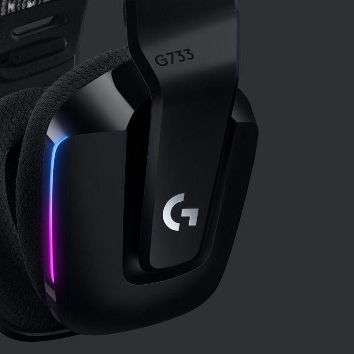 Logitech G G733 Auricular Gaming Inalámbrico con Micrófono Desmontable Blue VO!CE, RGB LIGHTSYNC, 29h Batería, para PC y Consola - Negro 3