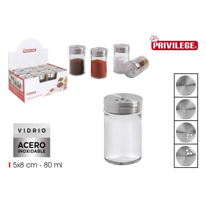 Privilege Especiero de Vidrio-Inox 5x8 cm (24 Unidades)