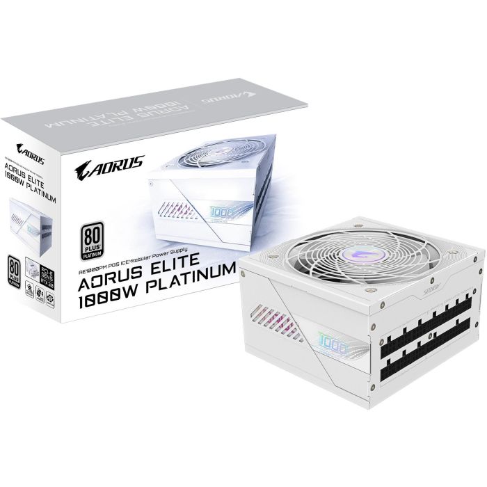 GIGABYTE P1000W ICE Fuente de Alimentación PC 1000W 80 PLUS Platinum ATX 3.0 PCIe 5.0 Modular con Ventilador 120mm Blanca