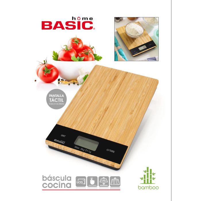 Bascula Cocina Dig.Cuadra.Bambu 5Kg Basic Home (12 Unidades) 5 Bascula Cocina Dig.Cuadra.Bambu 5Kg Basic Home (12 Unidades) 5