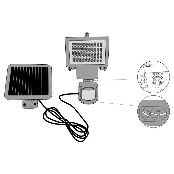 GALIX Foco solar muy iluminador con detector de presencia - 80 LED - Negro 1 GALIX Foco solar muy iluminador con detector de presencia - 80 LED - Negro 1