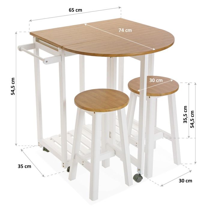 Juego Mesa Y Dos Taburetes Versa 35X84CM 6 Juego Mesa Y Dos Taburetes Versa 35X84CM 6