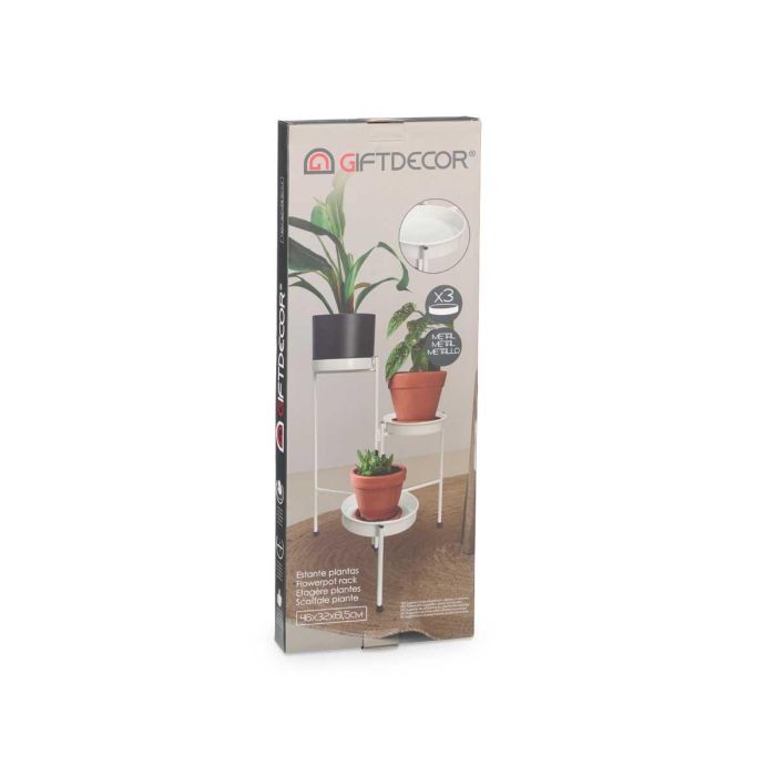 Estante Planta Tres Alturas Negra Giftdecor 46X62CM (4 Unidades) 2 Estante Planta Tres Alturas Negra Giftdecor 46X62CM (4 Unidades) 2