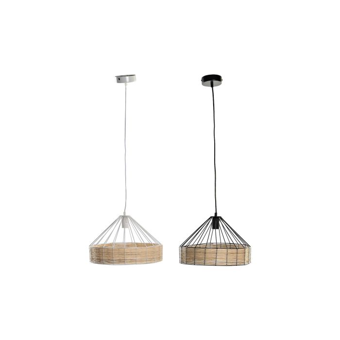 DKD Home Decor Lámpara de Techo Estilo Urban Negra y Blanca de Metal y Ratán para Bombilla E27 50W (2 Unidades) 35x35x22 cm 5 DKD Home Decor Lámpara de Techo Estilo Urban Negra y Blanca de Metal y Ratán para Bombilla E27 50W (2 Unidades) 35x35x22 cm 5