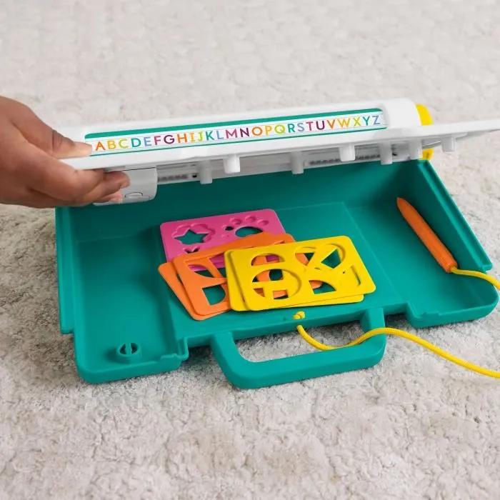 Fisher-Price Pizarra Mágica JDL70 LCD para Niños y Niñas, Dibujar y Escribir Sin Suciedad, Pantalla Borrable, con Plantillas 4