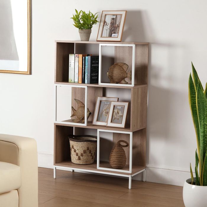 Estantería 3 Baldas 113 cm VERSA - Madera MDF y Metal, 30x70x113 cm (2 Unidades) 1 Estantería 3 Baldas 113 cm VERSA - Madera MDF y Metal, 30x70x113 cm (2 Unidades) 1