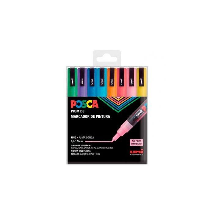 Posca Marcador Pc-3M-8C Pintura No Permanente Punta Cónica 0,9 - 1,3 mm C-Surtidos -Estuche Sp 8- Posca Marcador Pc-3M-8C Pintura No Permanente Punta Cónica 0,9 - 1,3 mm C-Surtidos -Estuche Sp 8-