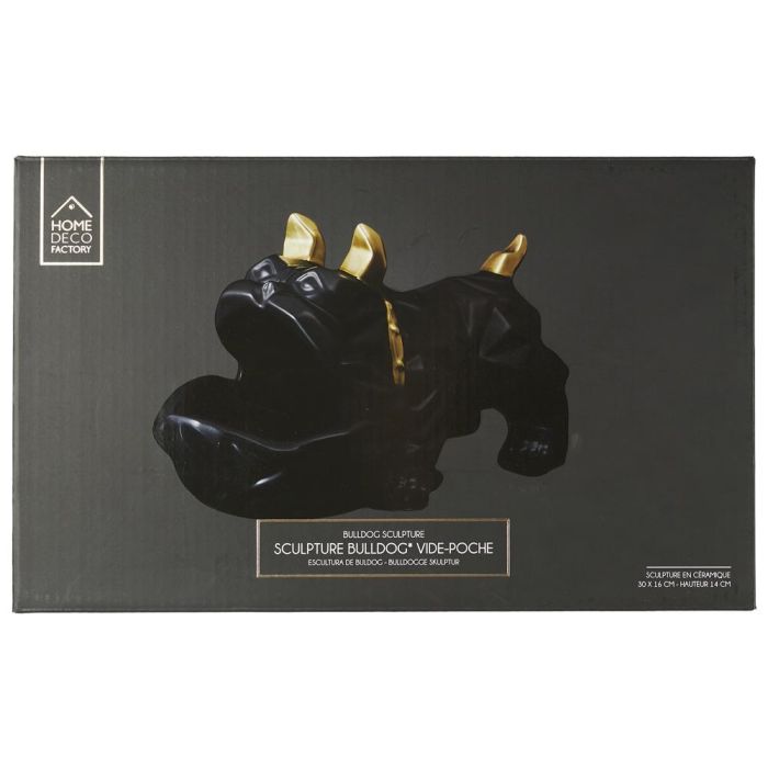 Home Deco Factory Vaciabolsillos Bulldog Negro Galerie Escultura para Llaves Monedas 30x16x18 cm 1