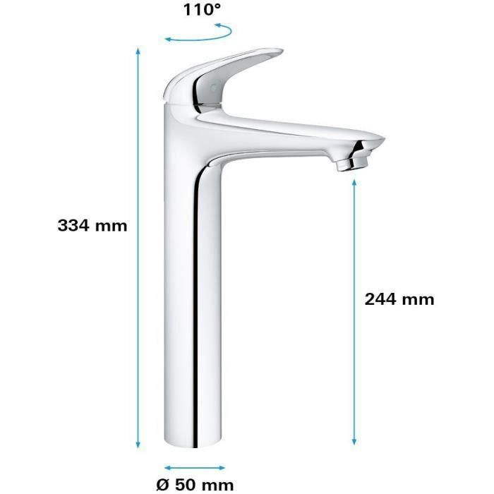 GROHE - Mezclador monomando de lavabo de sobre encimera - Tamaño XL 3