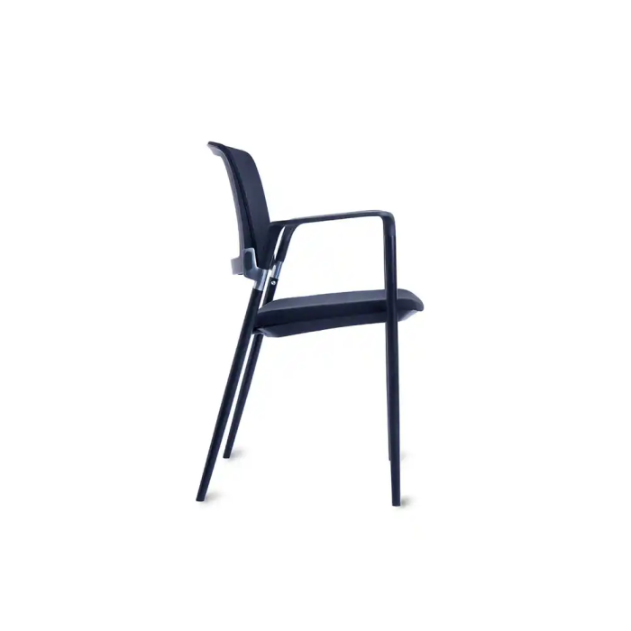 Rocada Silla Confidente Brazos Fijos Asiento Tela Ignífuga Negro Respaldo Malla 2