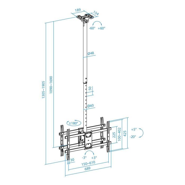 TOOQ SOPORTE TECHO 2 PANTALLAS 43-86" XL NEGRO 6 TOOQ SOPORTE TECHO 2 PANTALLAS 43-86" XL NEGRO 6