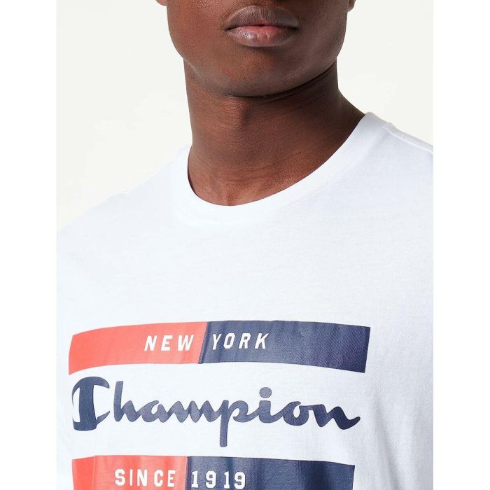 Camiseta de Manga Corta Hombre Champion Crewneck Blanco 2 Camiseta de Manga Corta Hombre Champion Crewneck Blanco 2