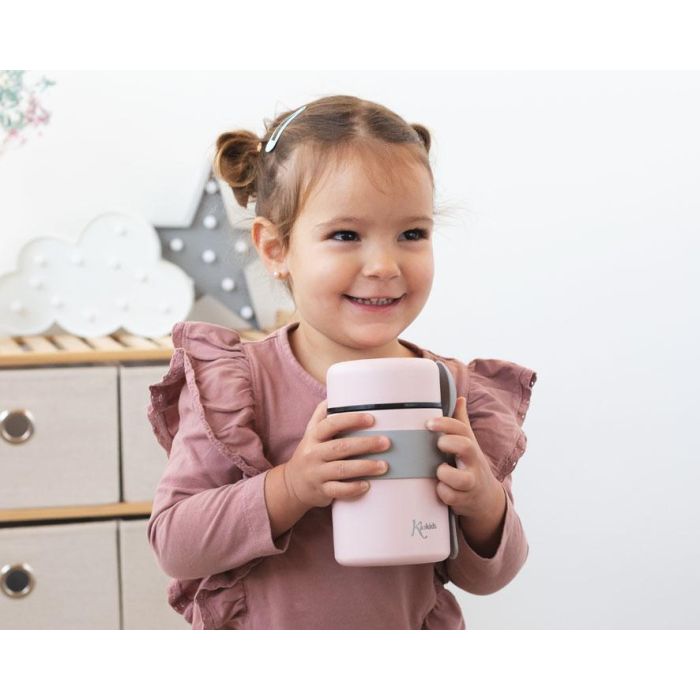 KioKids Termo Papillero Acero Inoxidable 500 mL con Cuchara Rosa Mantiene Temperatura 12h Ideal Niños +0 Meses 2