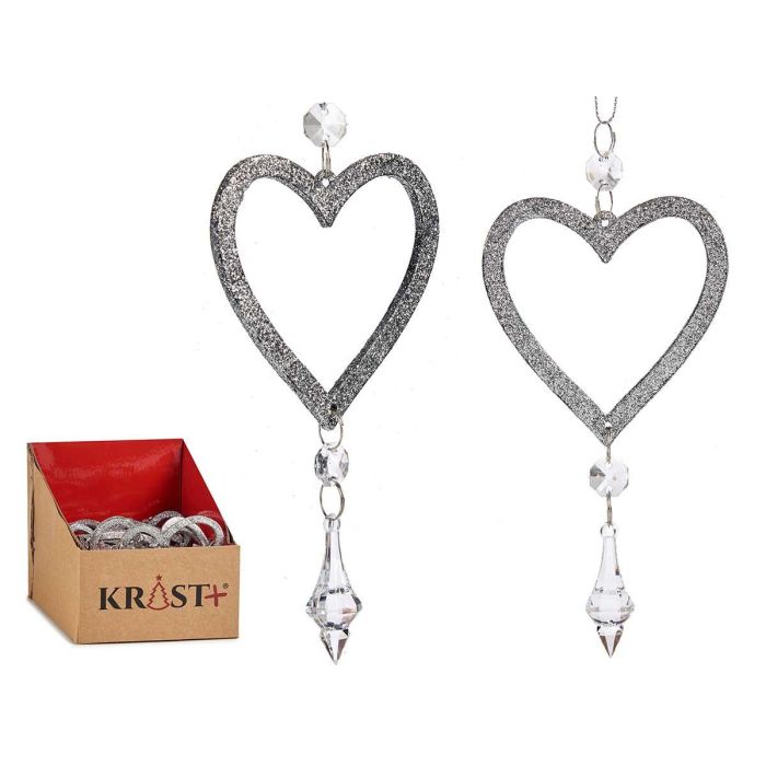 Adorno Corazón Plateado para Árbol de Navidad Krist+ 9x16x2 cm (48 Unidades) Adorno Corazón Plateado para Árbol de Navidad Krist+ 9x16x2 cm (48 Unidades)