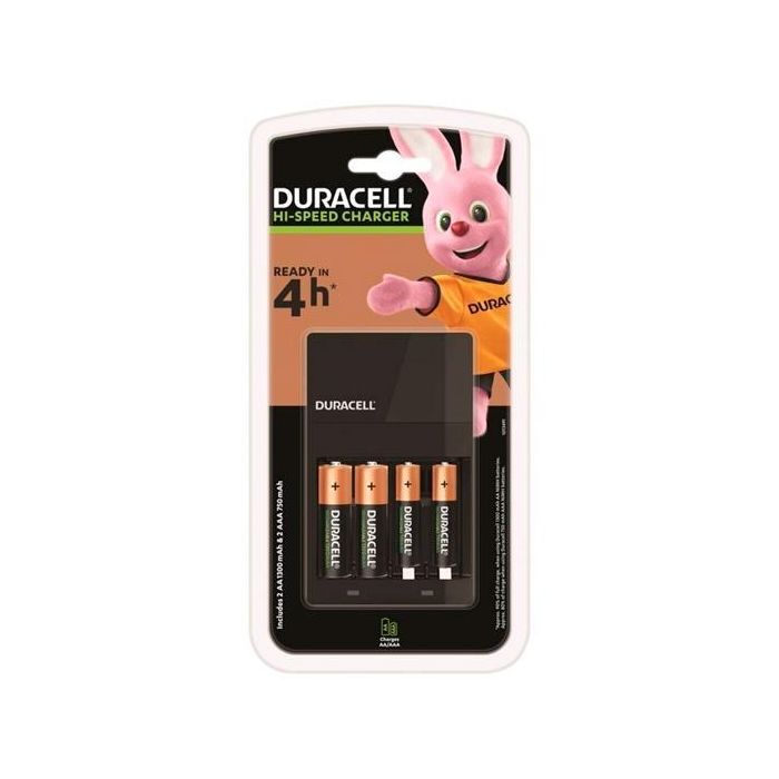 Duracell Cargador de Pilas AA y AAA con 2xAA 1300mAh + 2xAAA 750mAh Incluidas, DRBCEF14 - Seguro y Eficiente Duracell Cargador de Pilas AA y AAA con 2xAA 1300mAh + 2xAAA 750mAh Incluidas, DRBCEF14 - Seguro y Eficiente