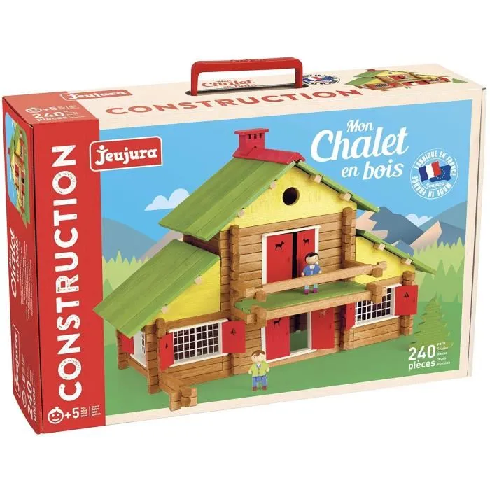 Jeujura My Wooden Chalet Juego de Construcción de Madera Natural y Tintada 240 Piezas para Niños a Partir de 5 Años 2